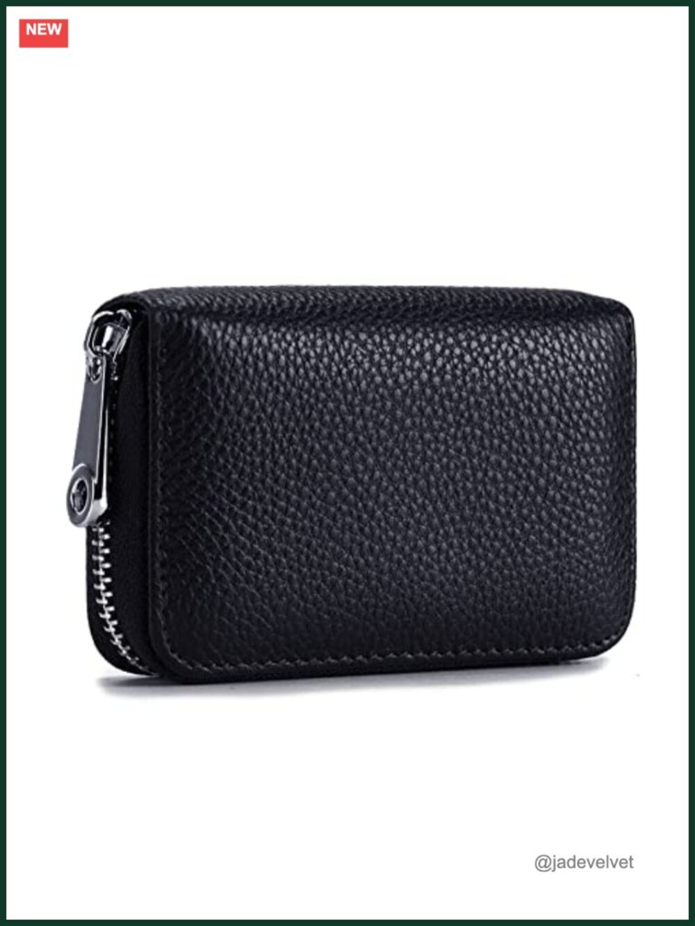 Genuine Leather RFID Blocking Credit Card Holder Wallet with Zipper 14 Slots